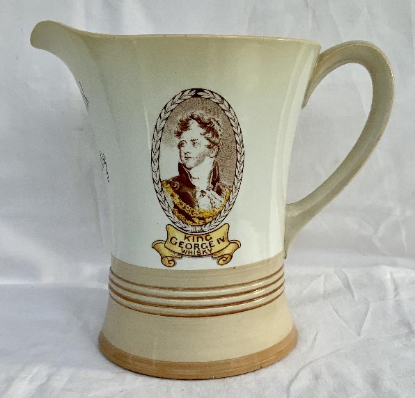 Scarce King George IV Whisky musical jug made by Shelley